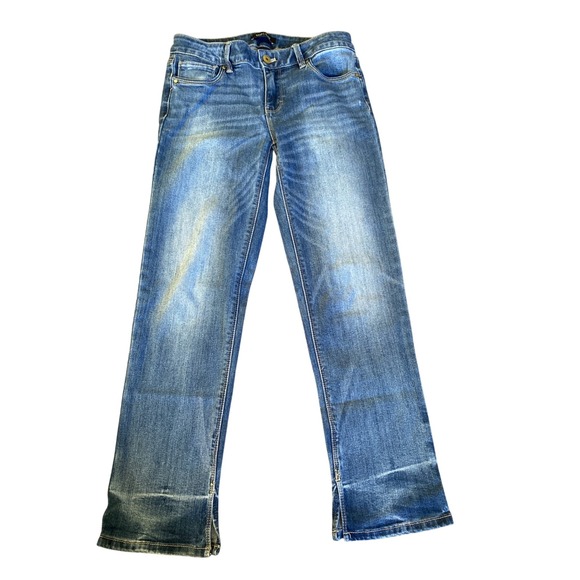 White House Black Market Crop Medium Wash‎ Design Denim Jeans Size 2 Slim - Picture 1 of 9